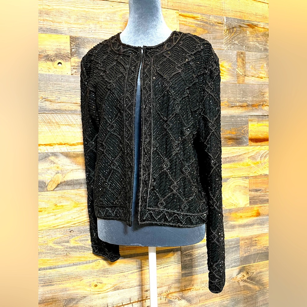 Oleg Cassini Black Tie beaded jacket